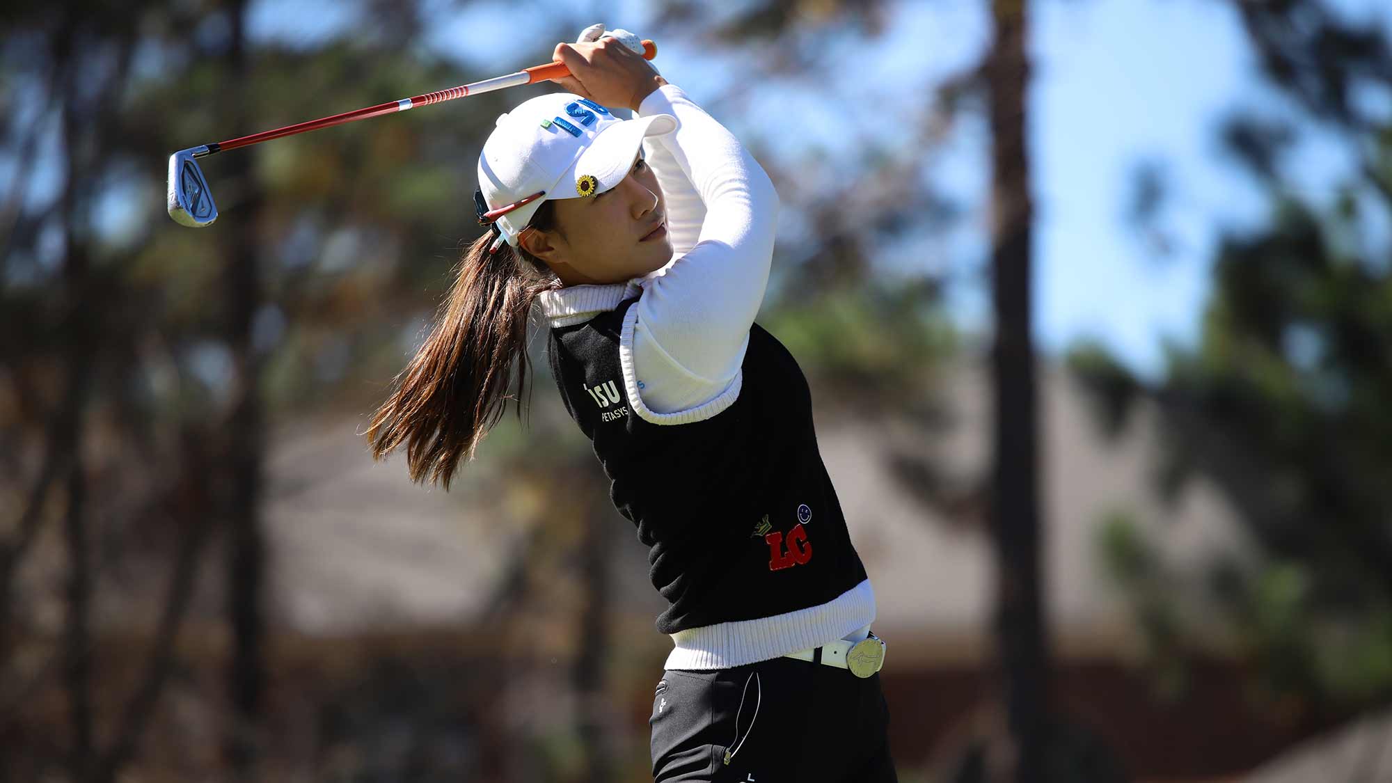 Hee Young Park hits her drive during the second round of the 2019 LPGA Q-Series at Pinehurst Resort