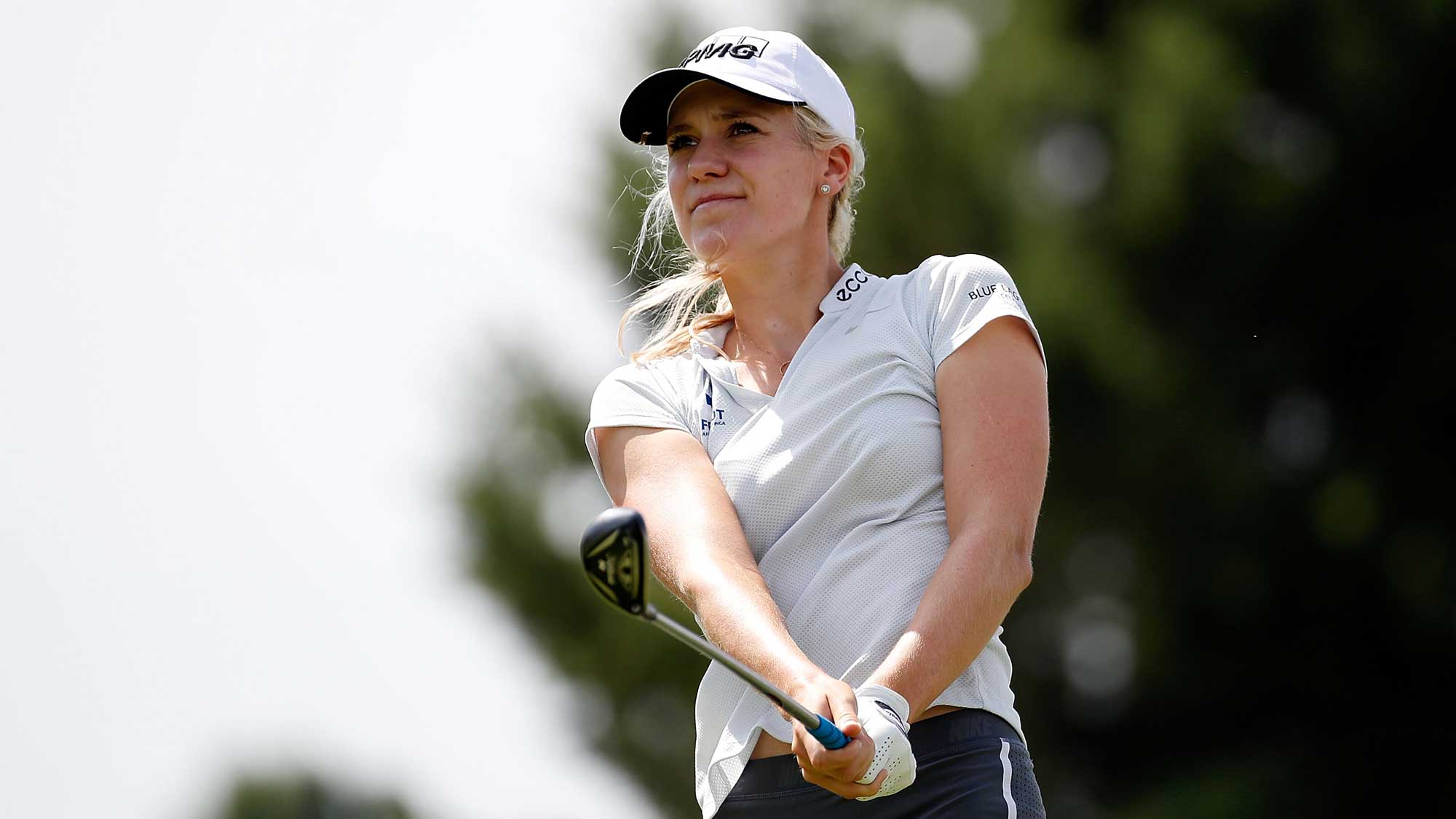 Olafia Kristinsdottir of Iceland hits her tee shot on the 16th hole during the first round of the Thornberry Creek LPGA Classic