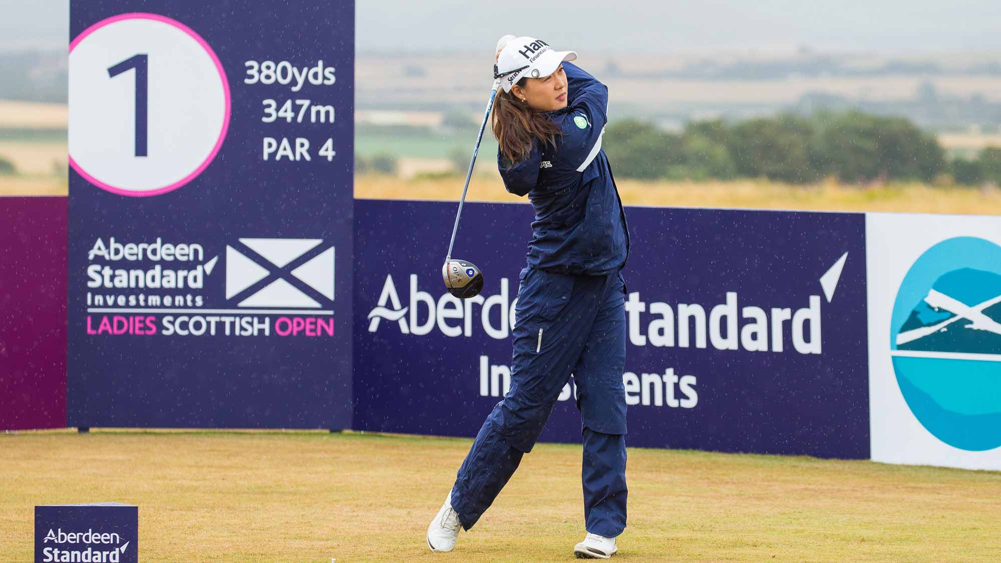 Minjee Lee On The First Tee During the Final Round of the Aberdeen Standard Investments Ladies Scottish Open at Gullane Golf Club
