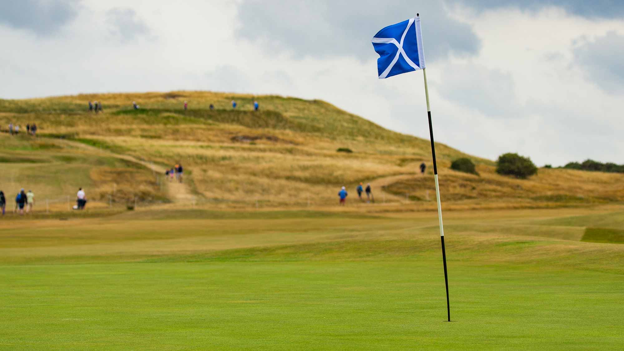 A flag blows in the wind at Gullane Golf Club during the Aberdeen Standard Investments Ladies Scottish Open