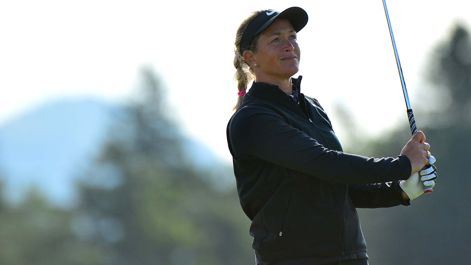 Suzann Pettersen of Norway plays her second shot to the 18th hole during Day One of the Aberdeen Standard Investment Ladies Scottish Open