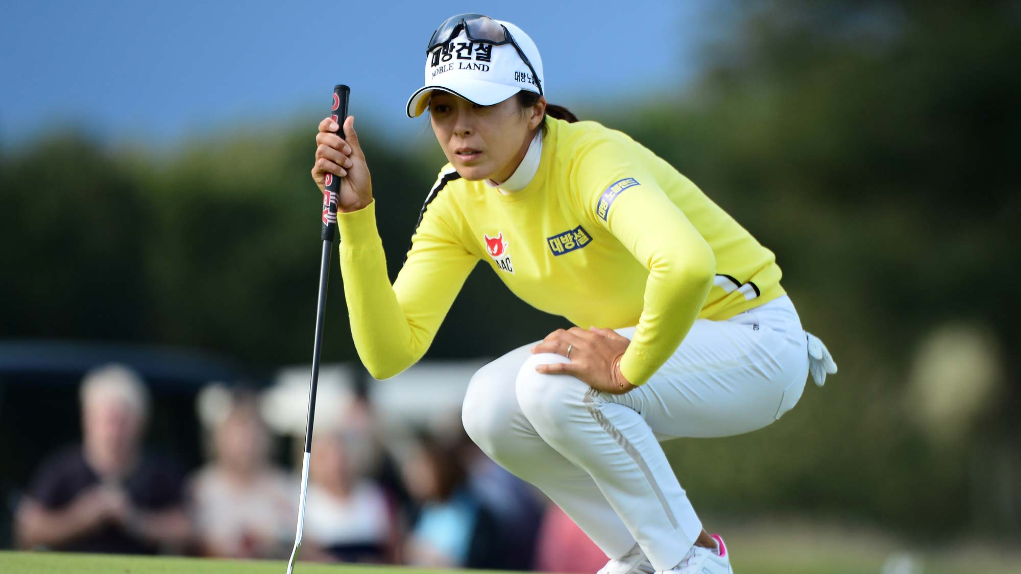 Mi Jung Hur of Korea looks over her putt at the 18th green during the Aberdeen Standard Investment Scottish Open