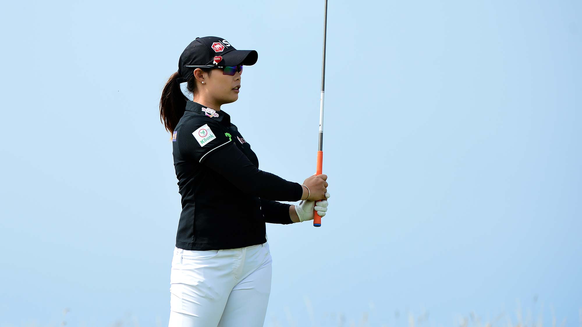 Moriya Jutanugarm of Thailand plays her tee shot to the 3rd hole during the Aberdeen Standard Investment Scottish Open