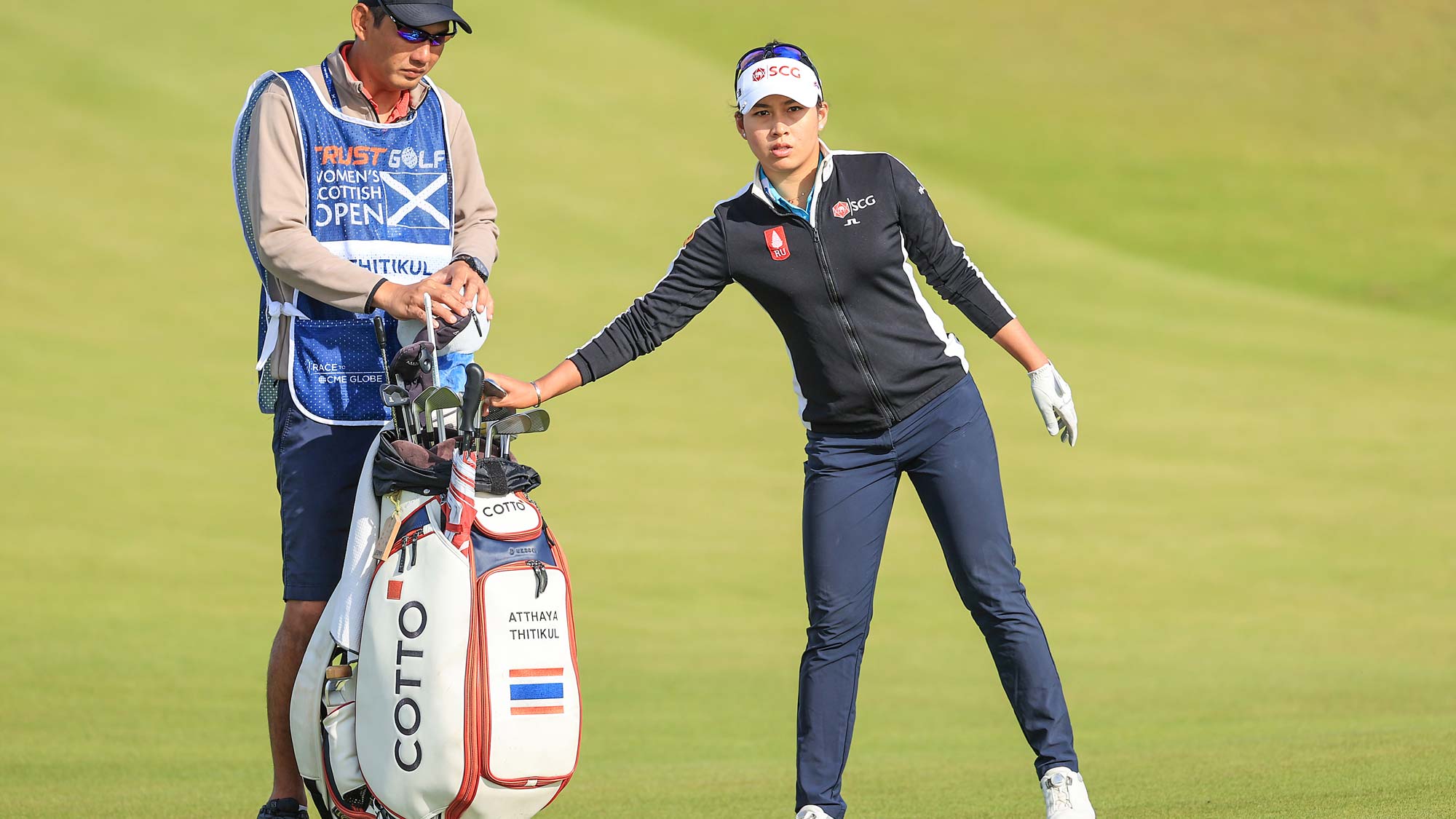 Atthaya Thitikul of Thailand plays her second shot on the third hole during the first round of the Trust Golf Women's Scottish Open