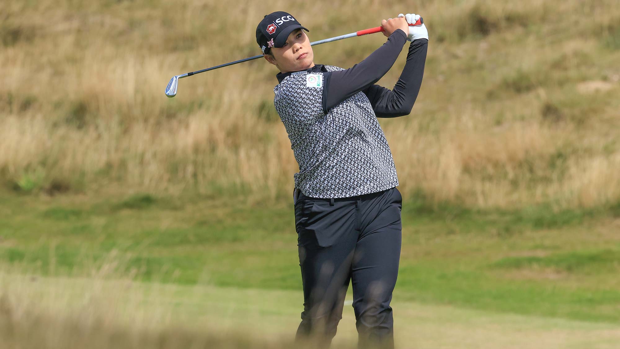 Ariya Jutanugarn of Thailand plays her second shot on the 13th hole during the second round of the Trust Golf Scottish Women's Open