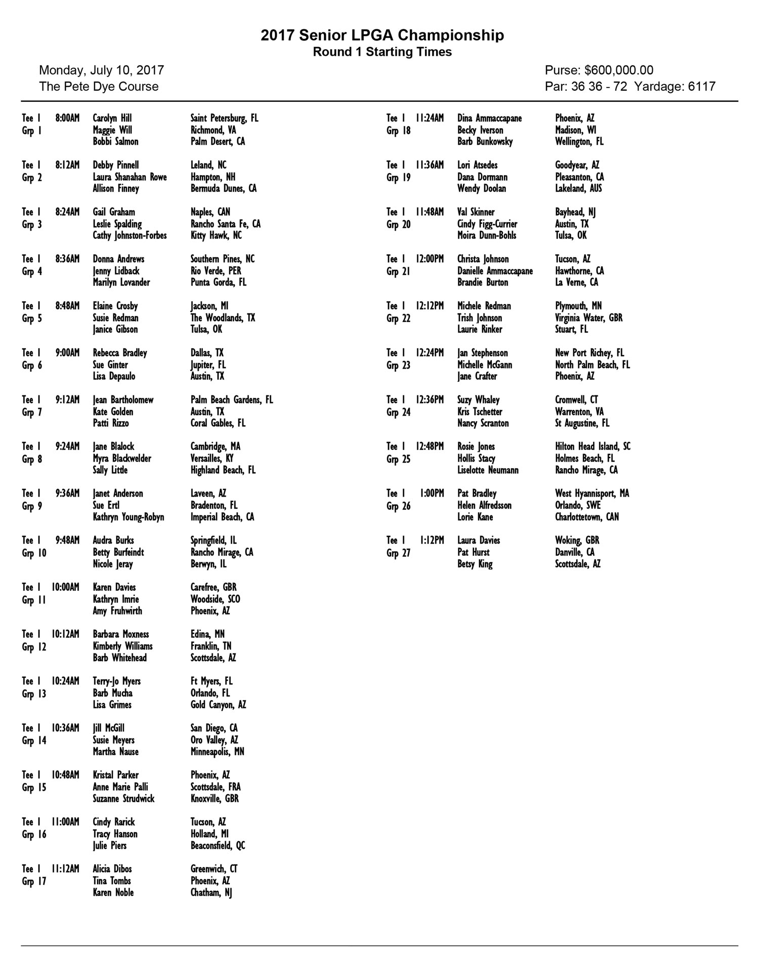 lpga championship tee times