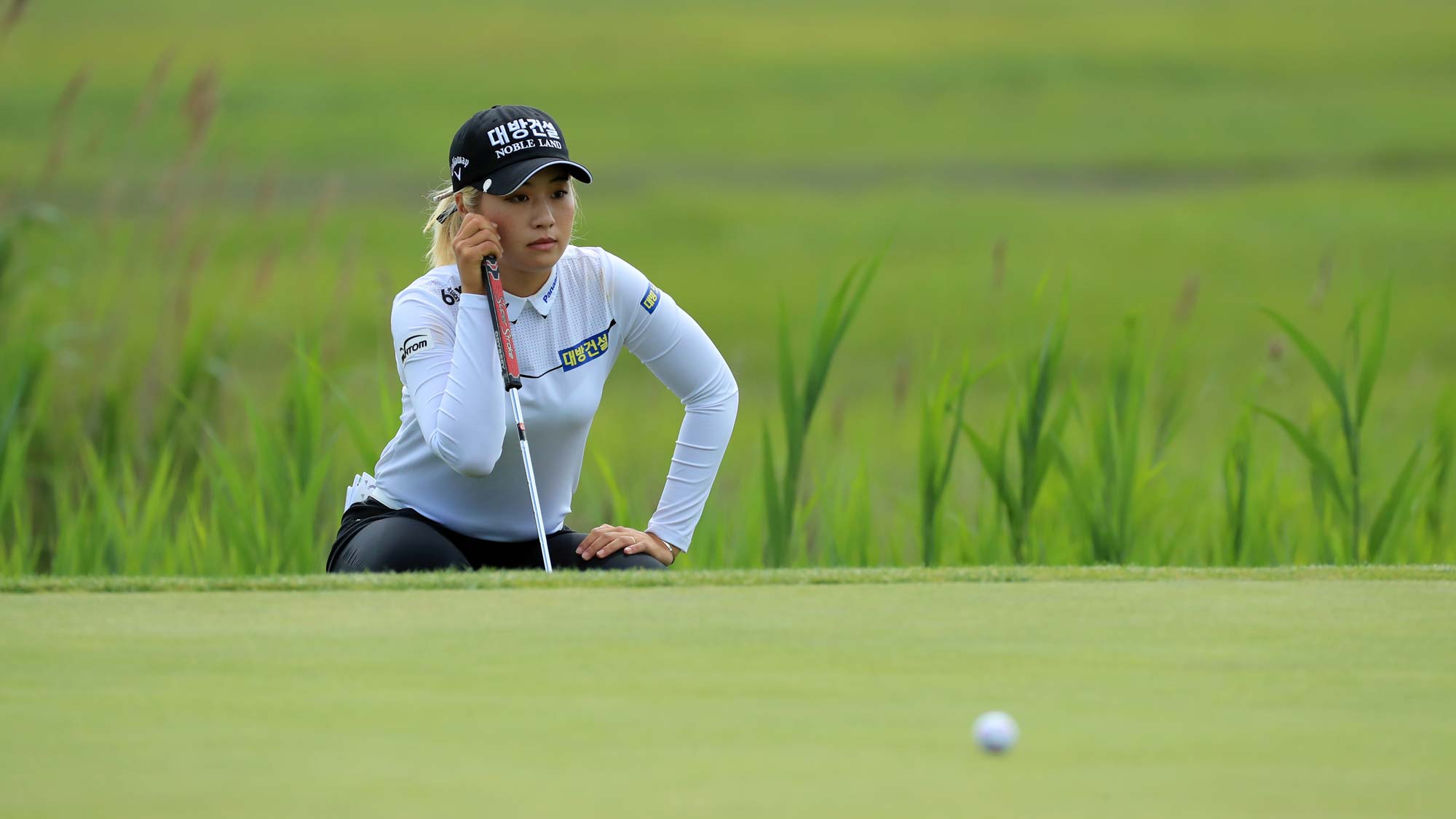 Jeongeun Lee6 of the Republic of Korea lines up her putt on the eighth hole during the second round of the ShopRite LPGA Classic presented by Acer