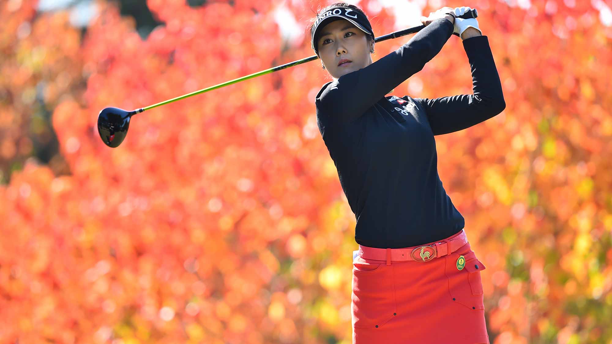Ha-Neul Kim of South Korea hits her tee shot on the 2nd hole during the first round of the TOTO Japan Classics 2015 at the Kintetsu Kashikojima Country Club