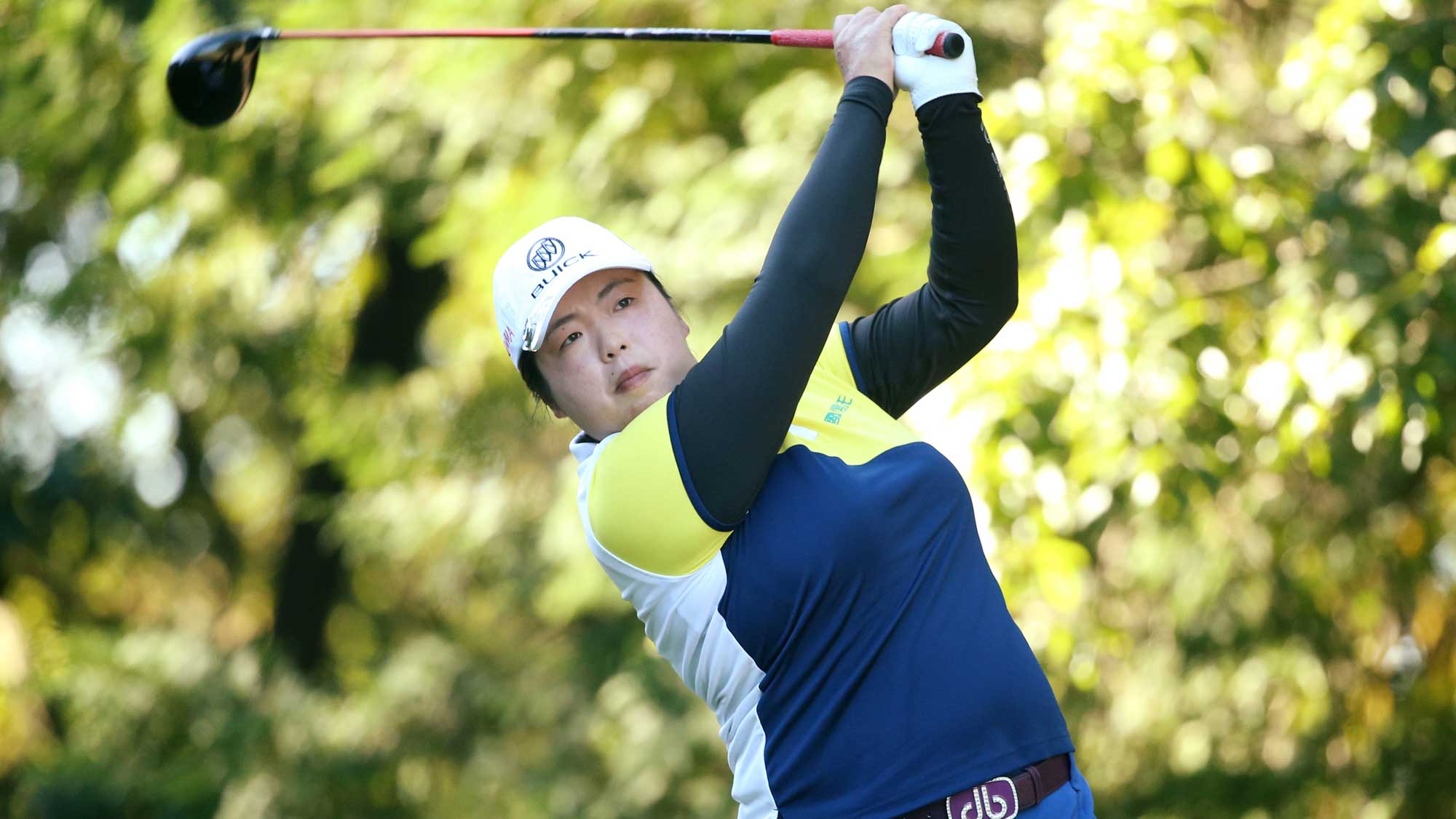 Shanshan Feng of China hits her tee shot on the 2nd hole during the first round of the TOTO Japan Classic