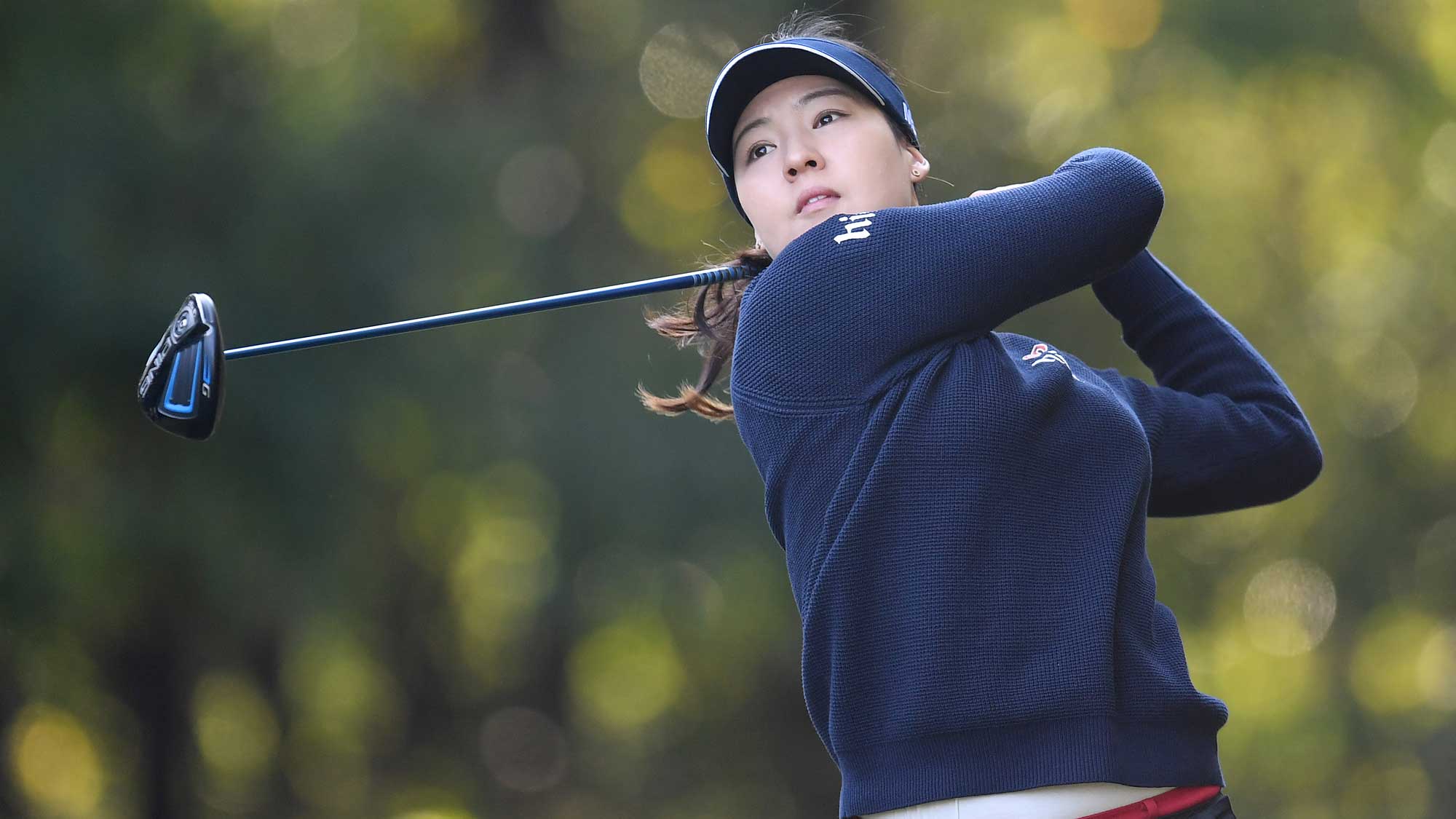 n Gee Chun of South Korea hits her tee shot on the 2nd hole during the final round of the TOTO Japan Classic