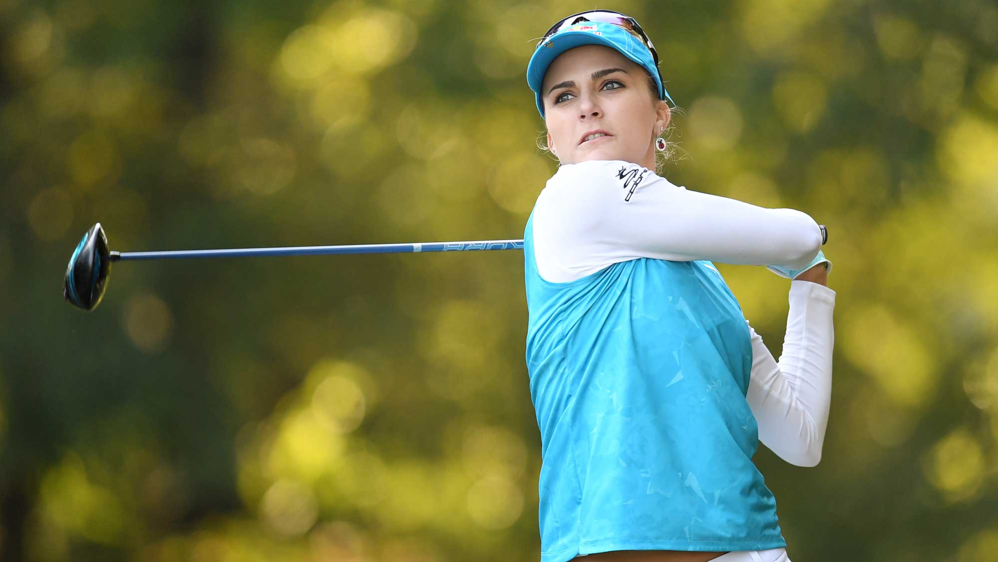 Lexi Thompson of the USA hits her tee shot on the 2nd hole during the final round of the TOTO Japan Classic