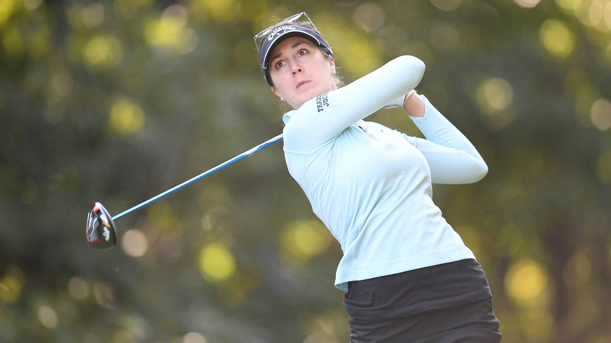 Sandra Gal of Germany hits her tee shot on the 2nd hole during the final round of the TOTO Japan Classic