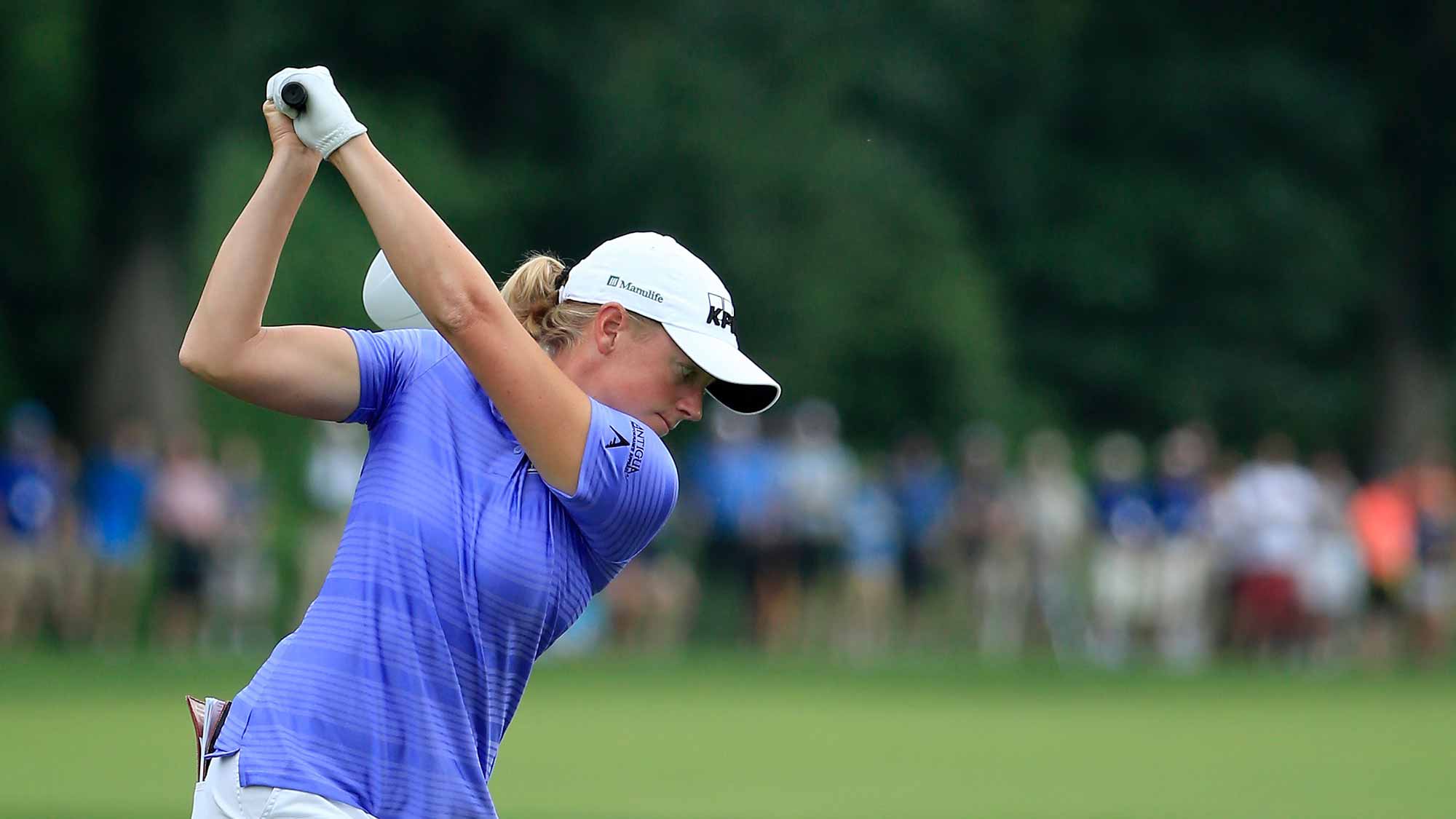 Stacy Lewis of the United States plays a shot on the seventh hole during the first round of the U.S. Women's Open at Lancaster Country Club