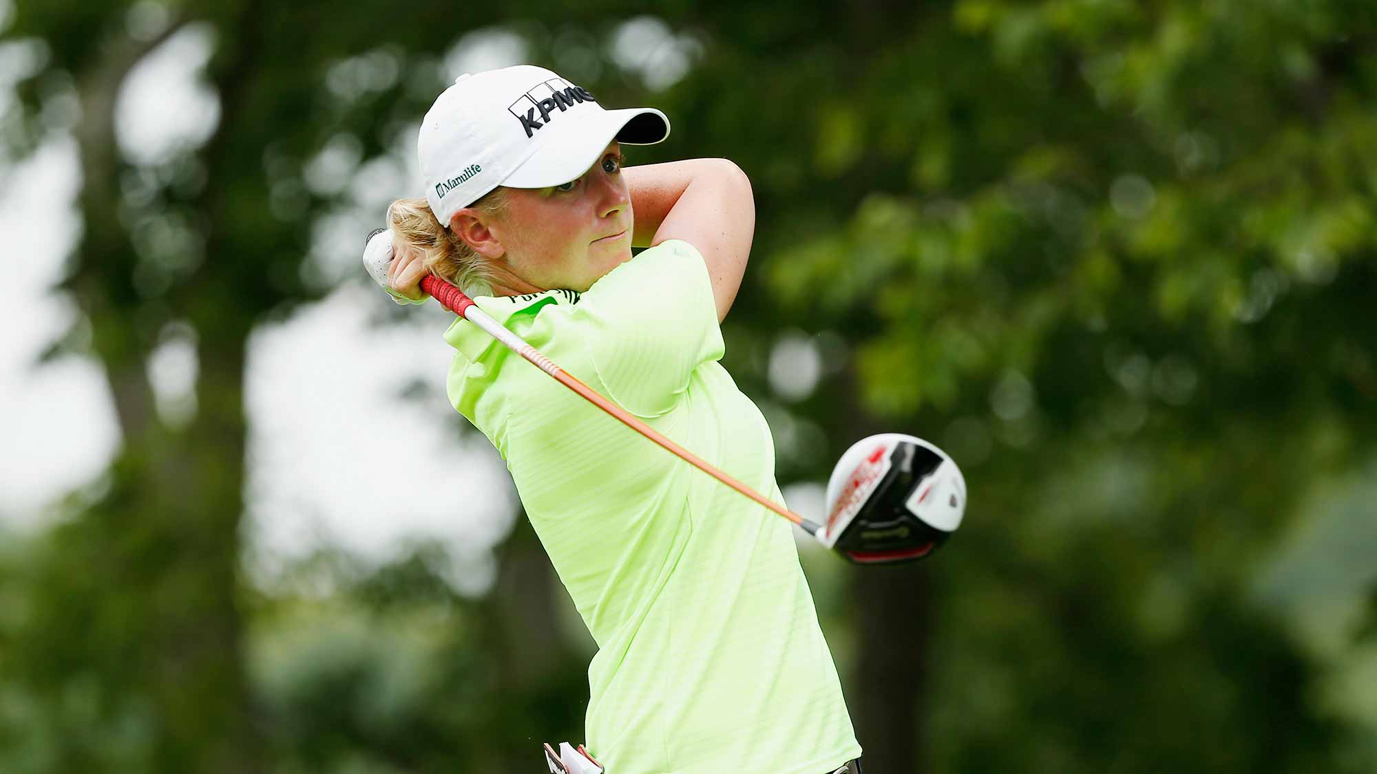Stacy Lewis of the United States hits her tee shot on the second hole during the final round of the U.S. Women's Open at Lancaster Country Club