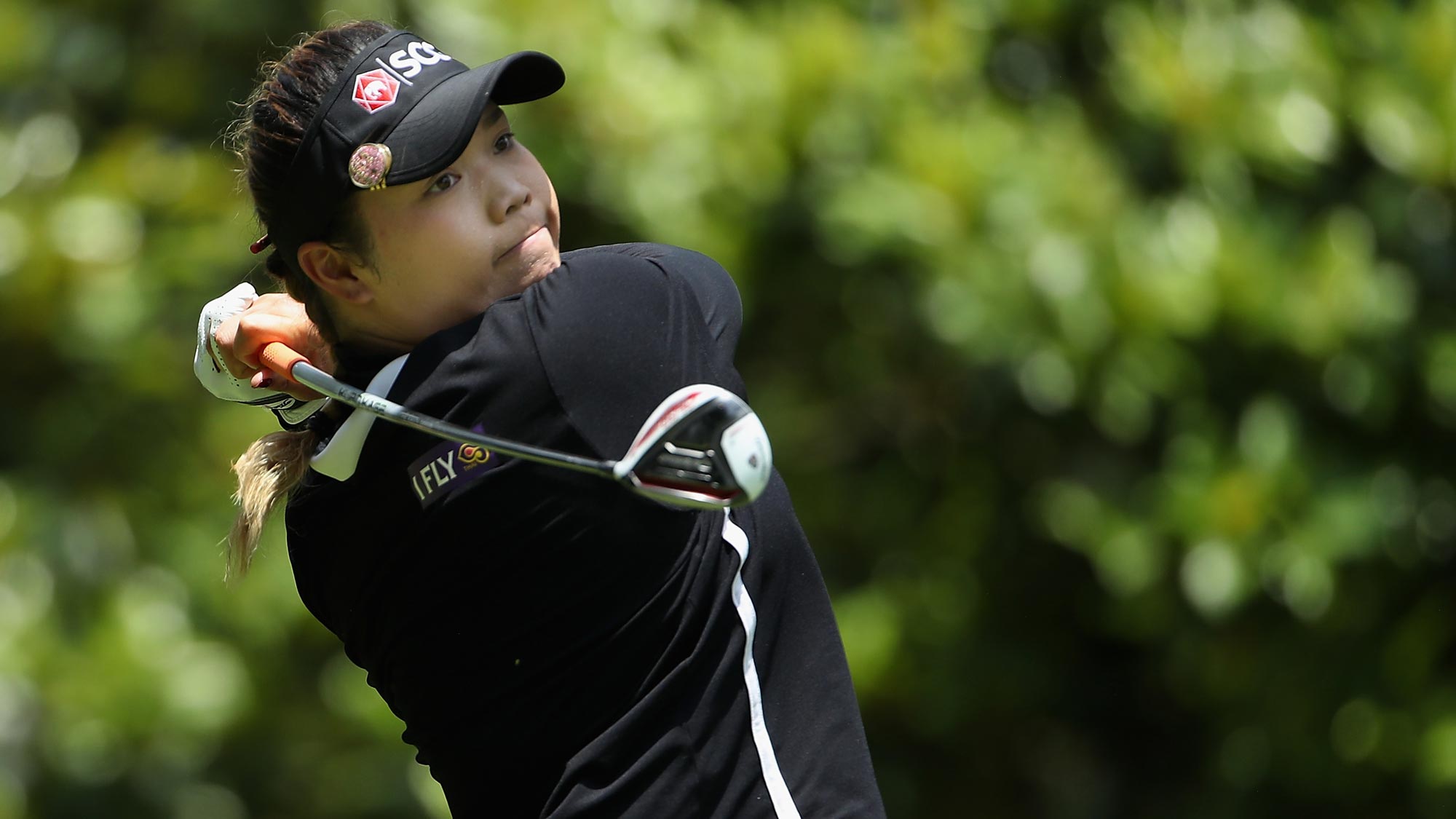 Ariya Jutanugarn of Thailand plays a tee shot on the third hole during the final round of the 2018 U.S. Women's Open