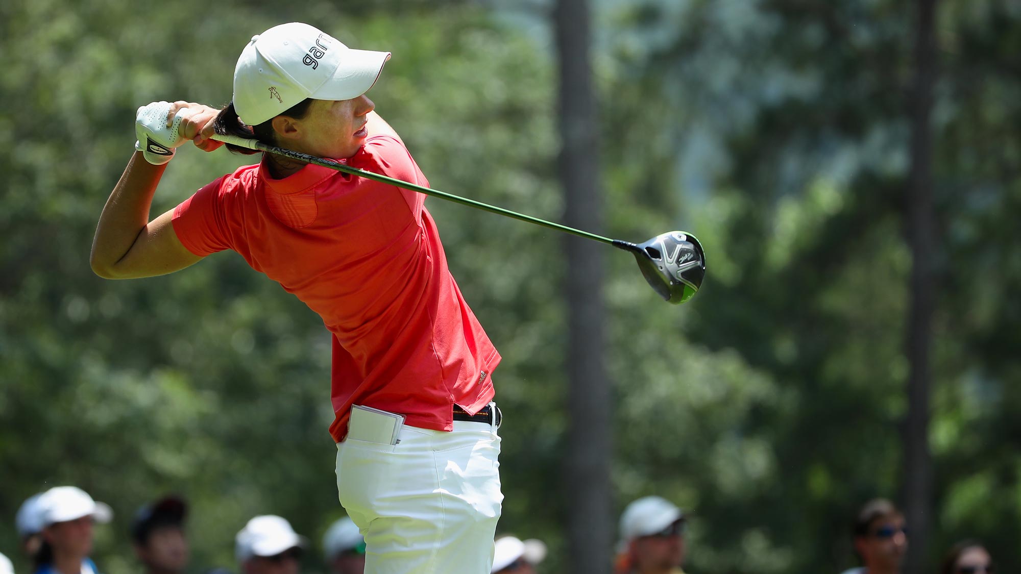 Carlota Ciganda of Spain plays a tee shot on the first hole during the final round of the 2018 U.S. Women's Open