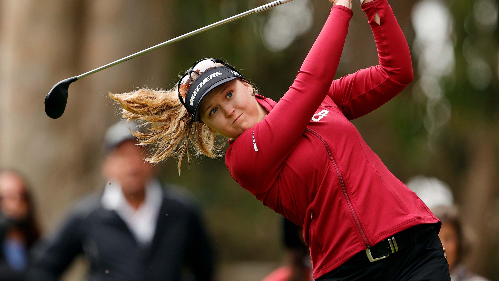 Brooke Henderson hits her tee shot on the fifth hole during the first round of the 76th U.S. Women's Open Championship