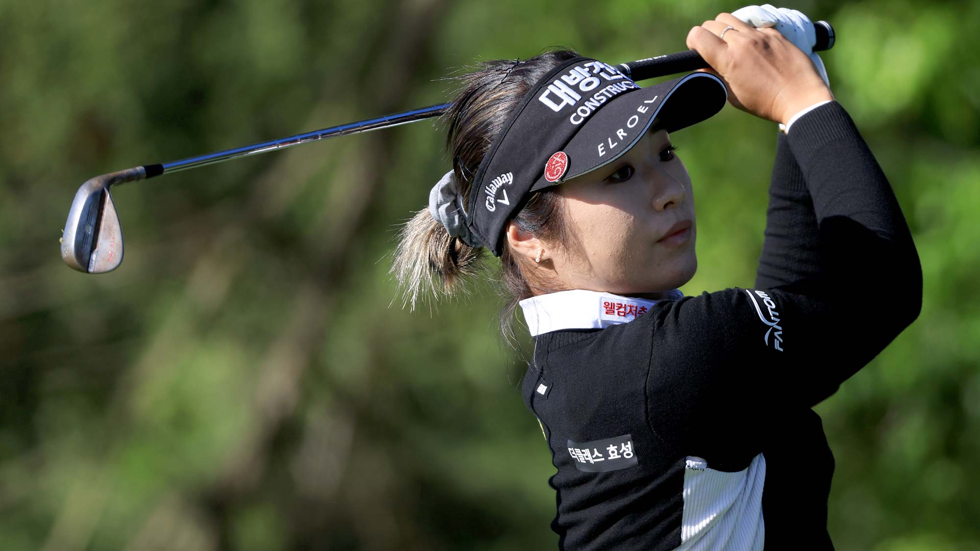 Jeongeun Lee6 of South Korea hits her tee shot on the 15th hole during the third round of the 76th U.S. Women's Open Championship 