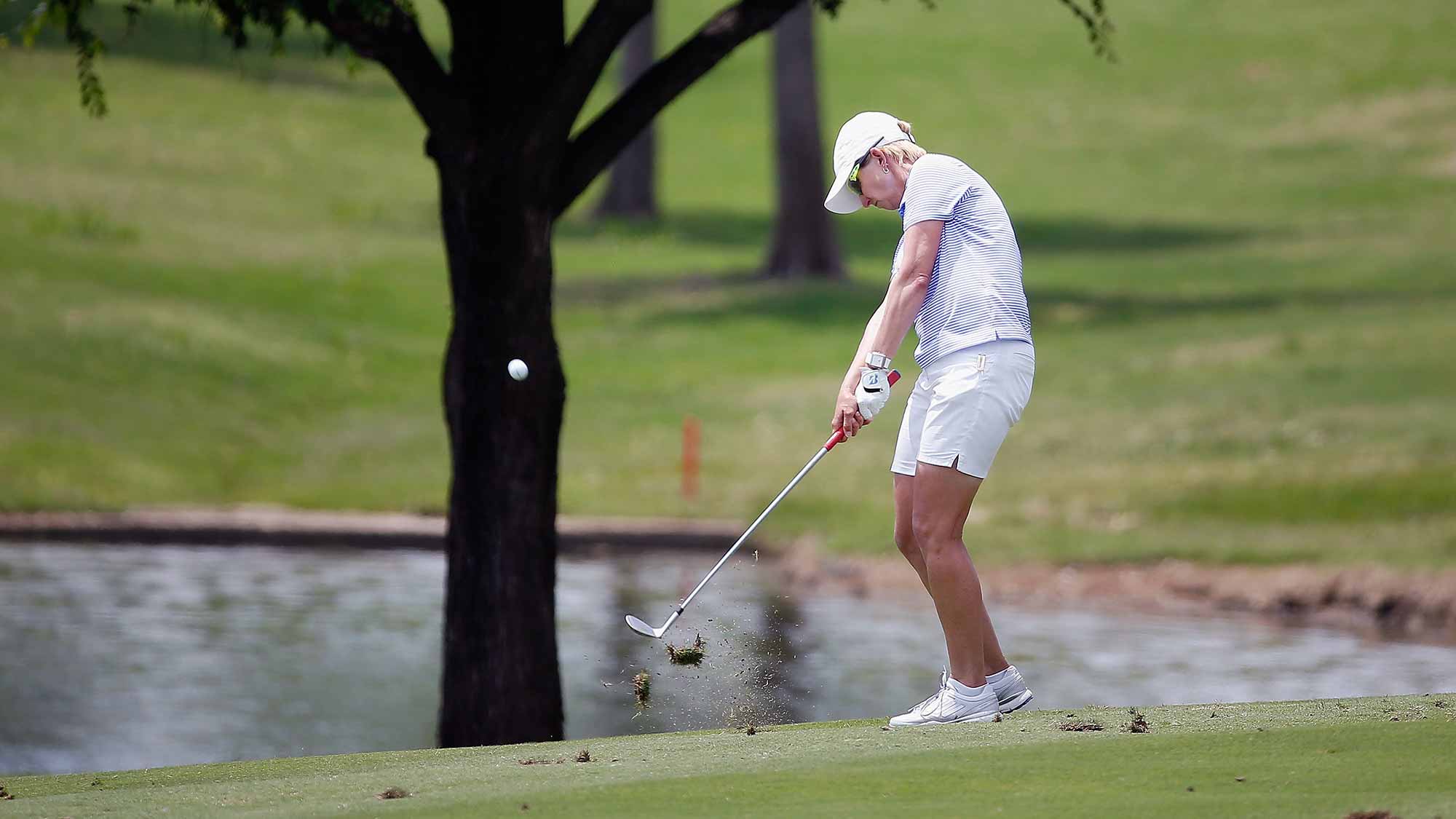 Karrie Webb of Australia hits a shot on the 18th hole during Round Three of the 2015 Volunteers of America North Texas Shootout Presented by JTBC