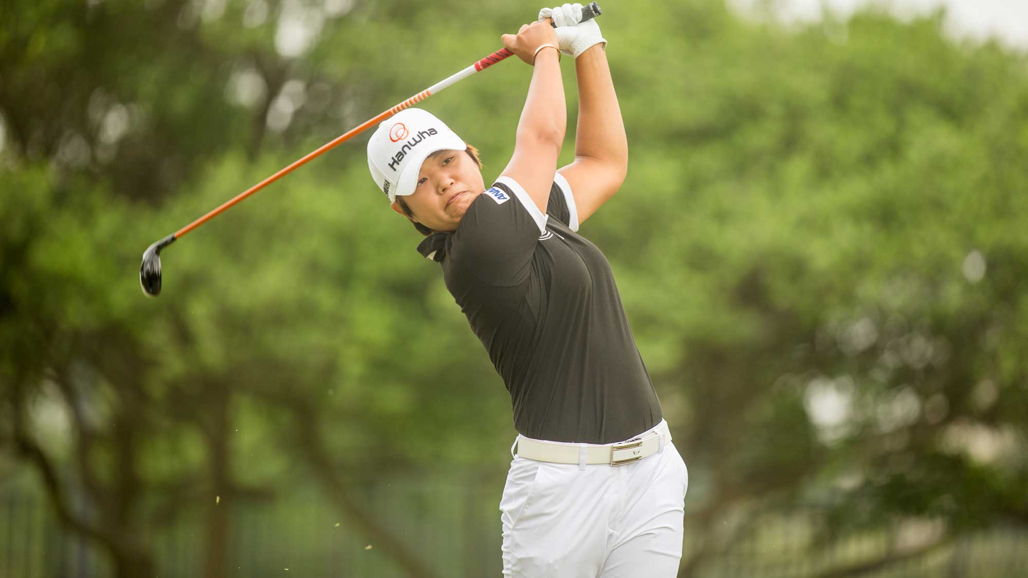 Haru Nomura of Japan plays her tee shot at the second hole during the third round of the Volunteers of America Texas Shootout 