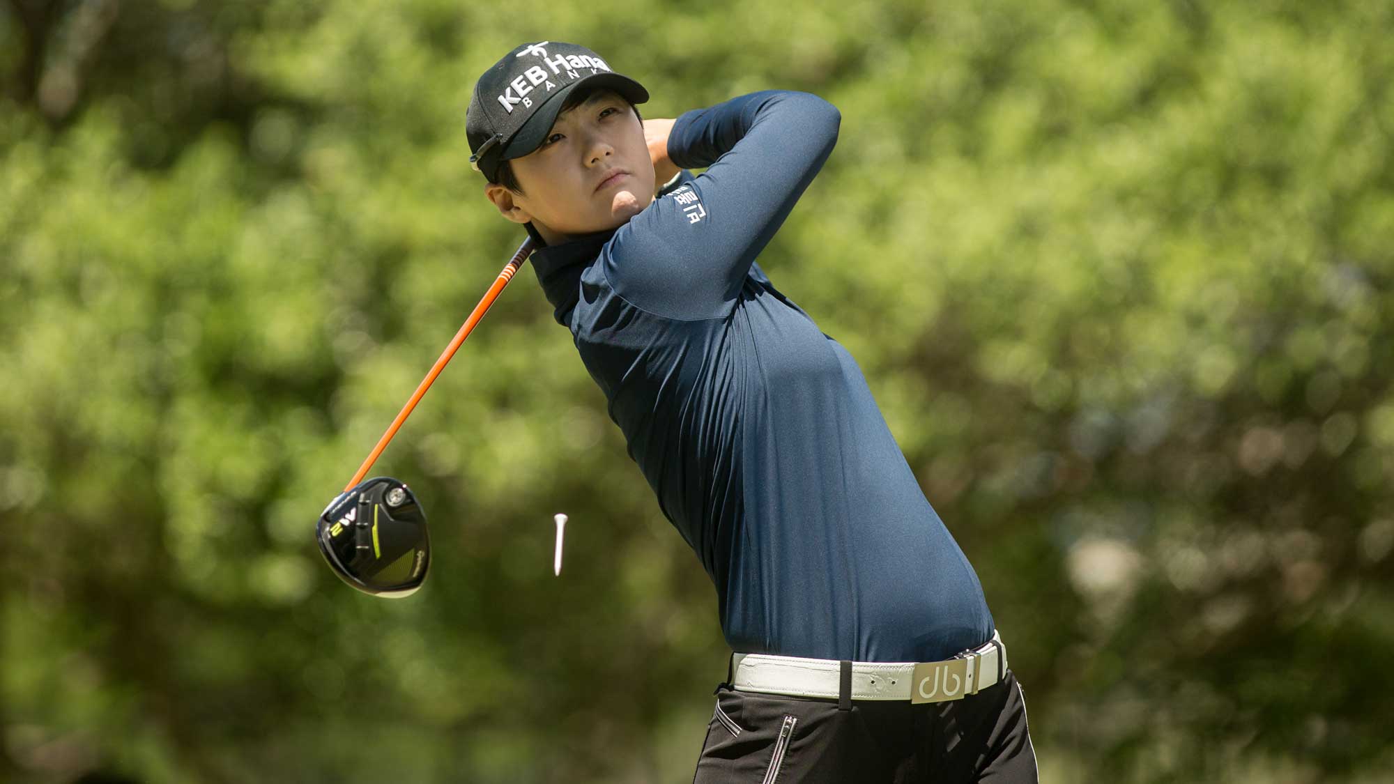 Sung Hyun Park of South Korea plays her tee shot on the second hole during the final round of the Volunteers of America Texas Shootout