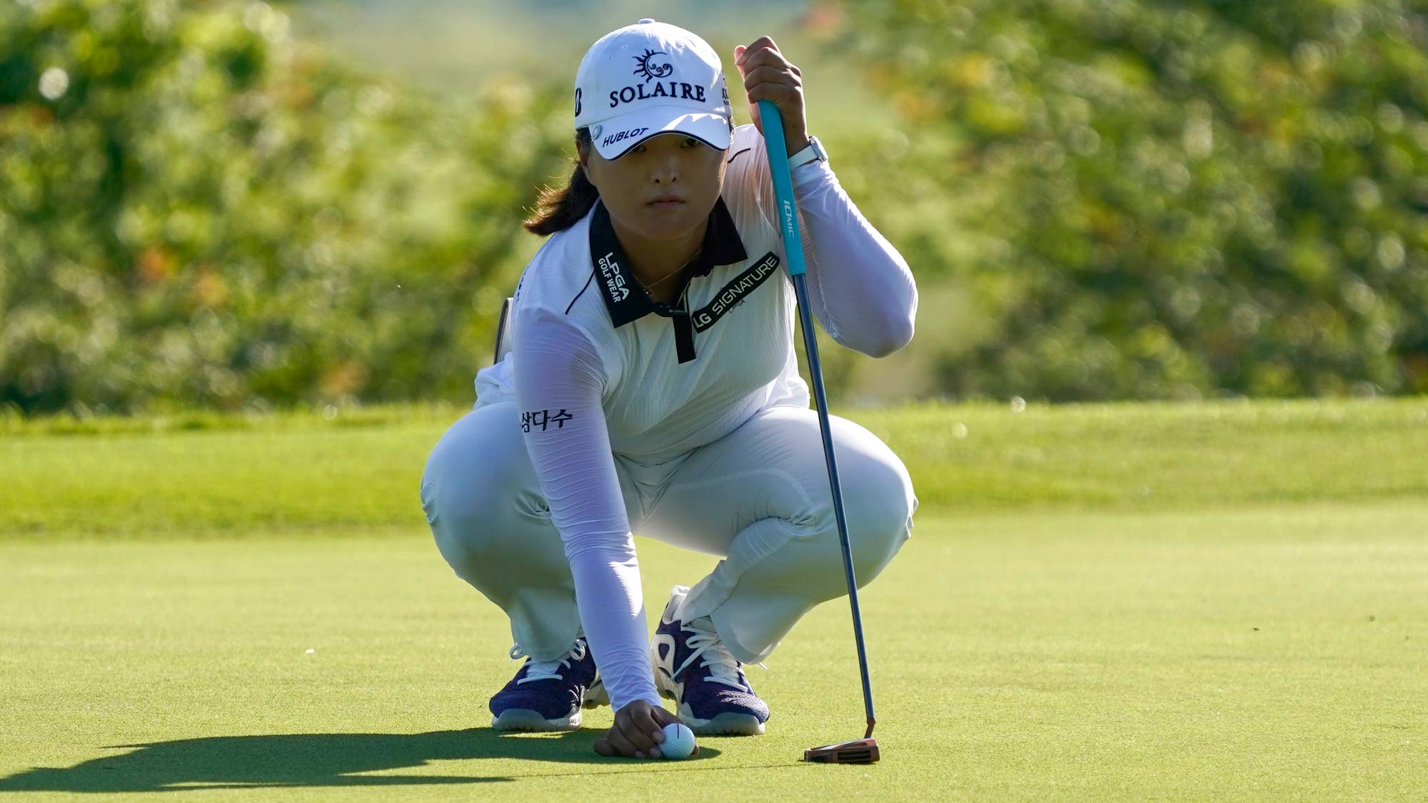 Jin Young Ko of Korea lines up a putt on the tenth hole during the first round of the Volunteers of America Classic 