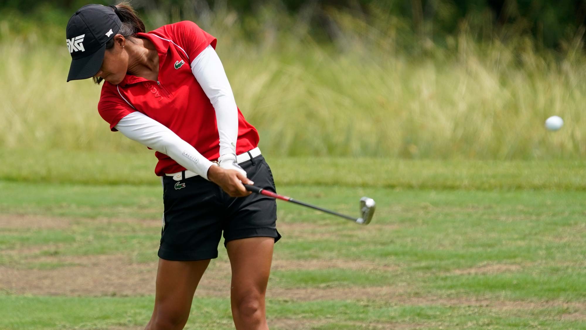 Celine Boutier of France hits her approach shot on the 12th hole during the second round of the Volunteers of America Classic 