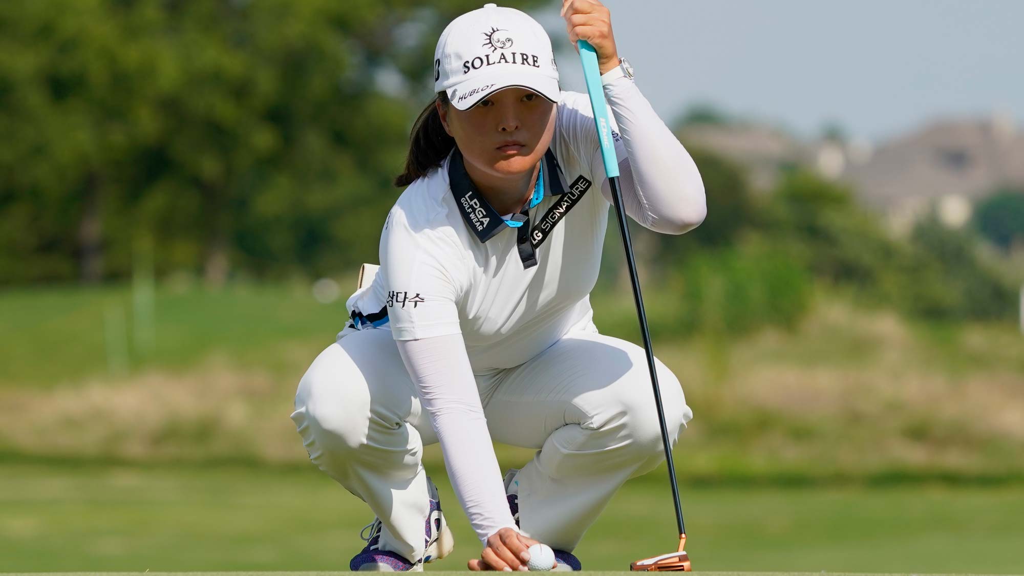 Jin Young Ko of Korea lines up a putt on the 12th hole during the final round of the Volunteers of America Classic