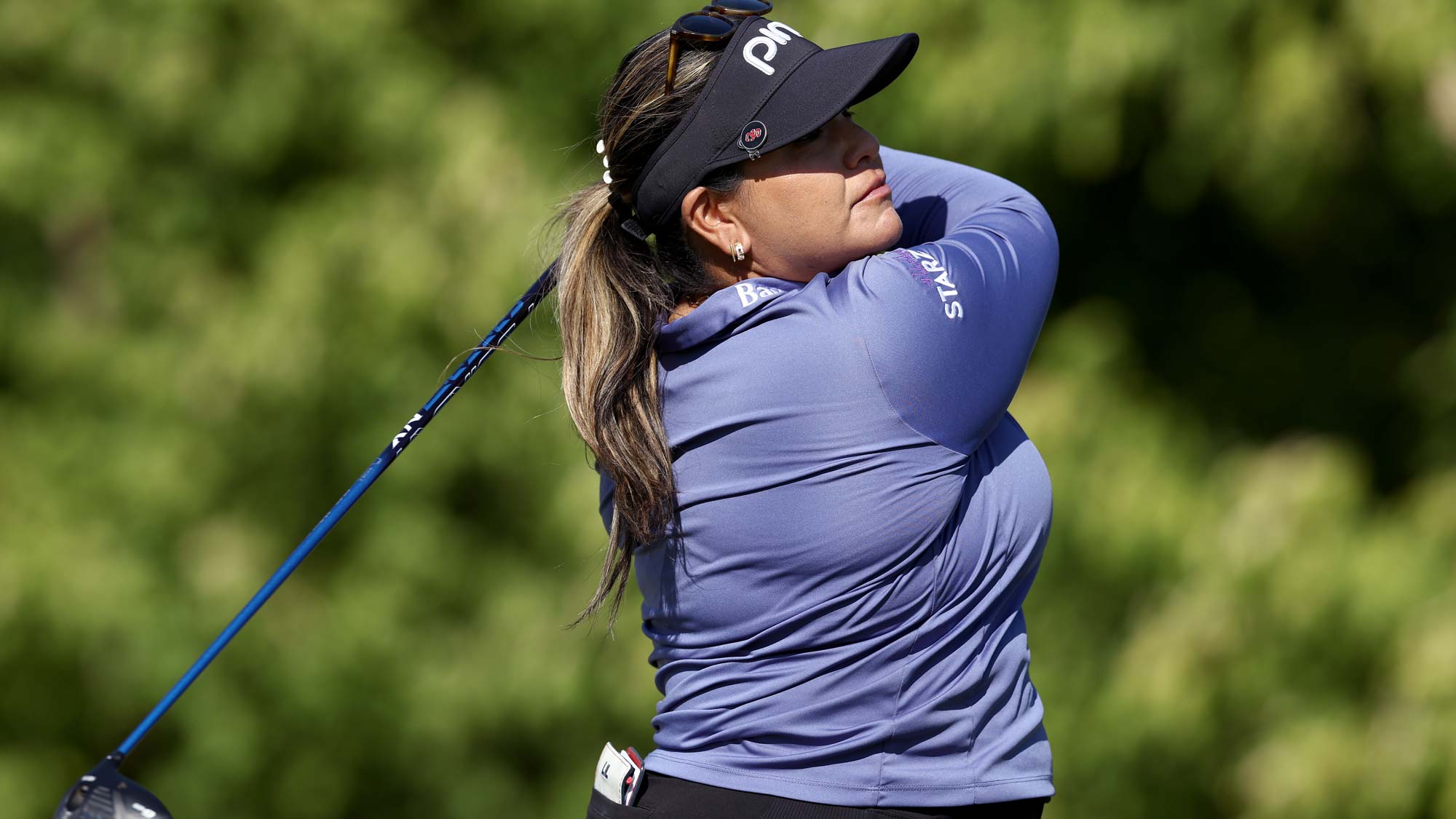 Lizette Salas plays a shot on the 13th tee during the first round of The Ascendant LPGA benefiting Volunteers of America at Old American Golf Club 