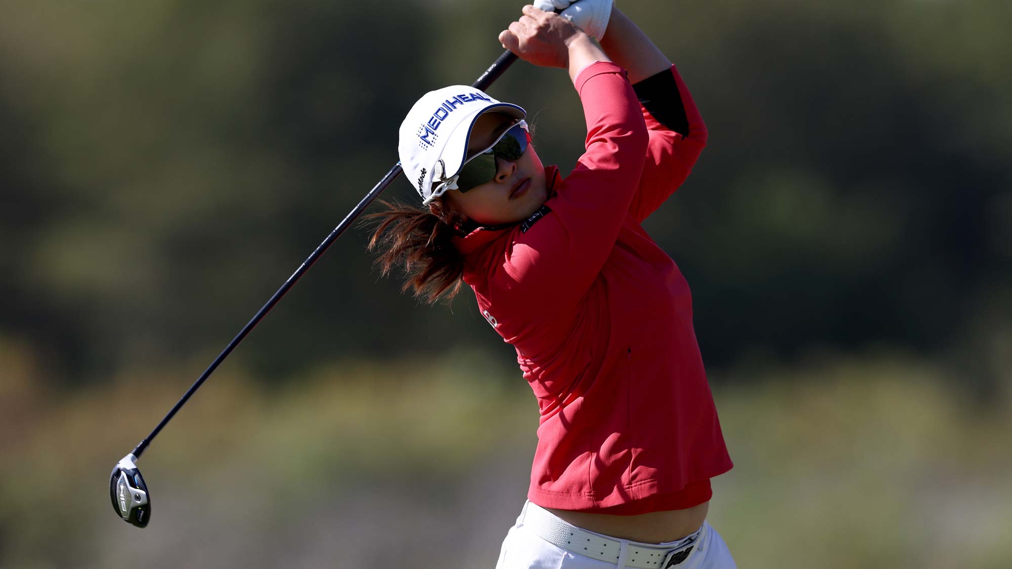 Sei Young Kim of Korea hits a tee shot on the eighth hole during the first round of The Ascendant LPGA benefiting Volunteers of America at Old American Golf Club