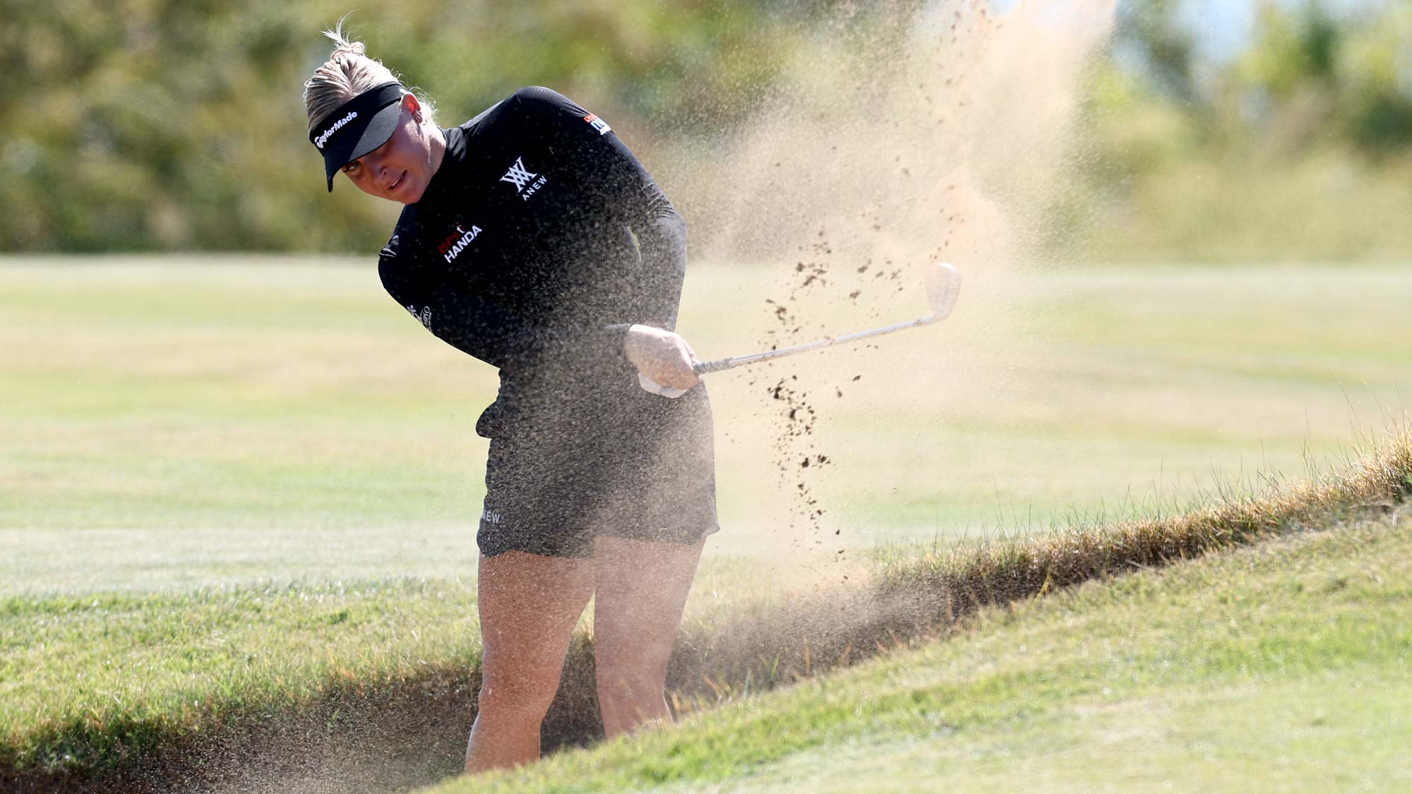 Charley Hull of England plays a shot on the 6th hole during the second round of The Ascendant LPGA benefiting Volunteers of America at Old American Golf Club