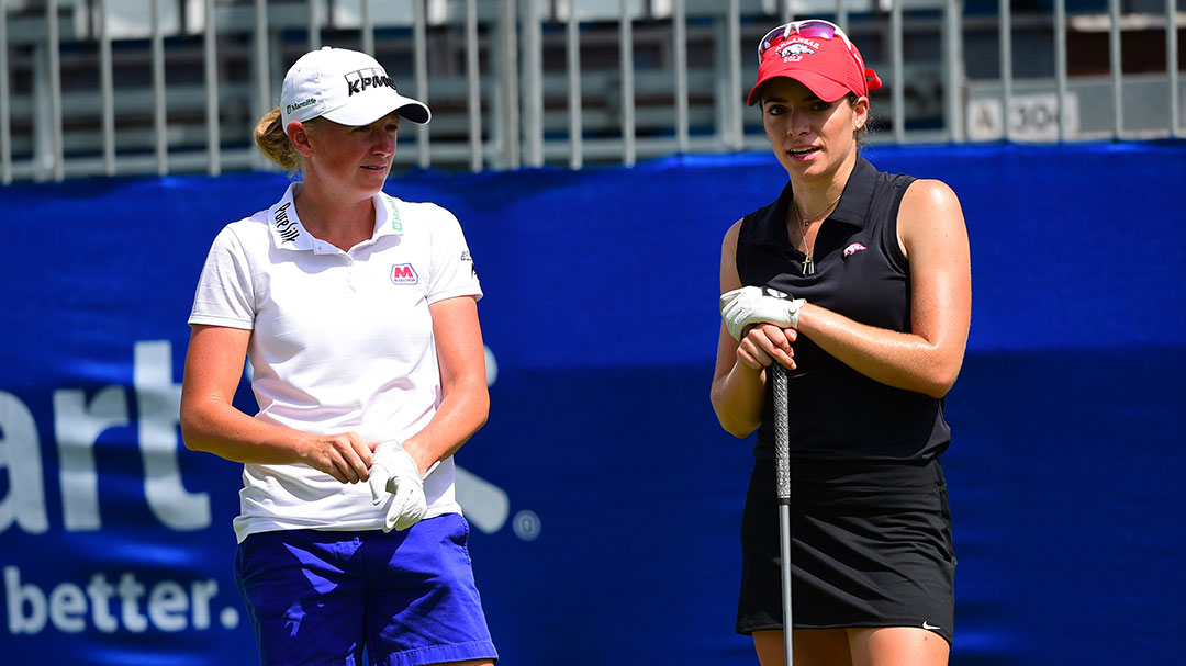 Stacy Lewis and Gaby Lopez during Tuesday's Practice Round