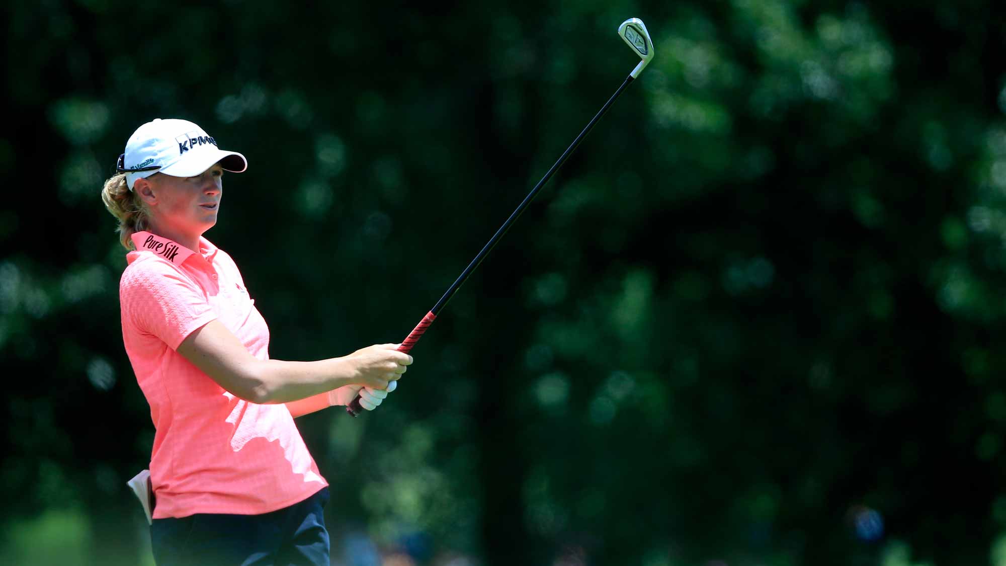 Stacy Lewis of the United States reacts to a birdie on the 17th hole during the second round of the Walmart NW Arkansas Championship Presented by P&G at Pinnacle Country Club