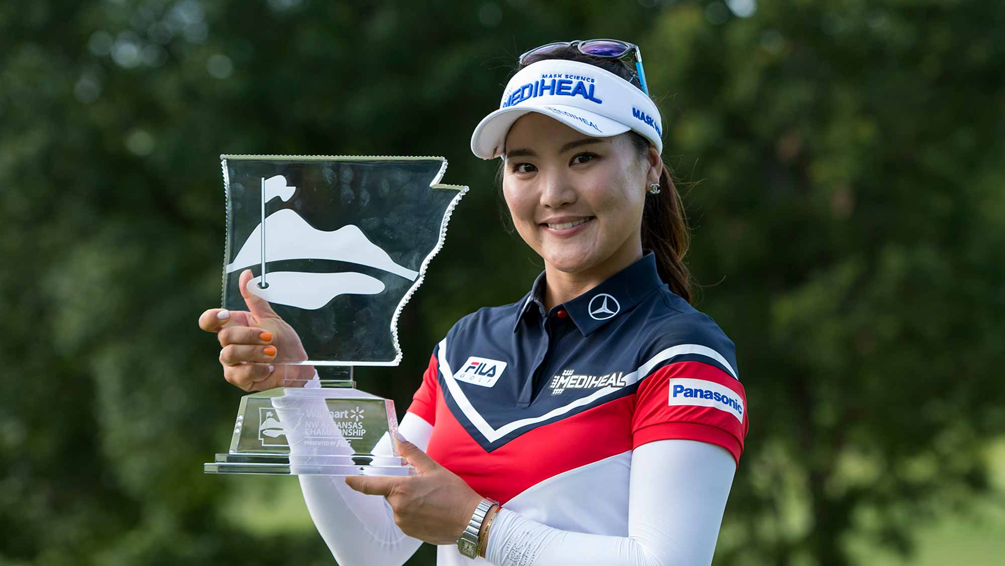 So Yeon Ryu Poses With The Trophy After Winning the 2017 Walmart NW Arkansas Championship presented by P&G