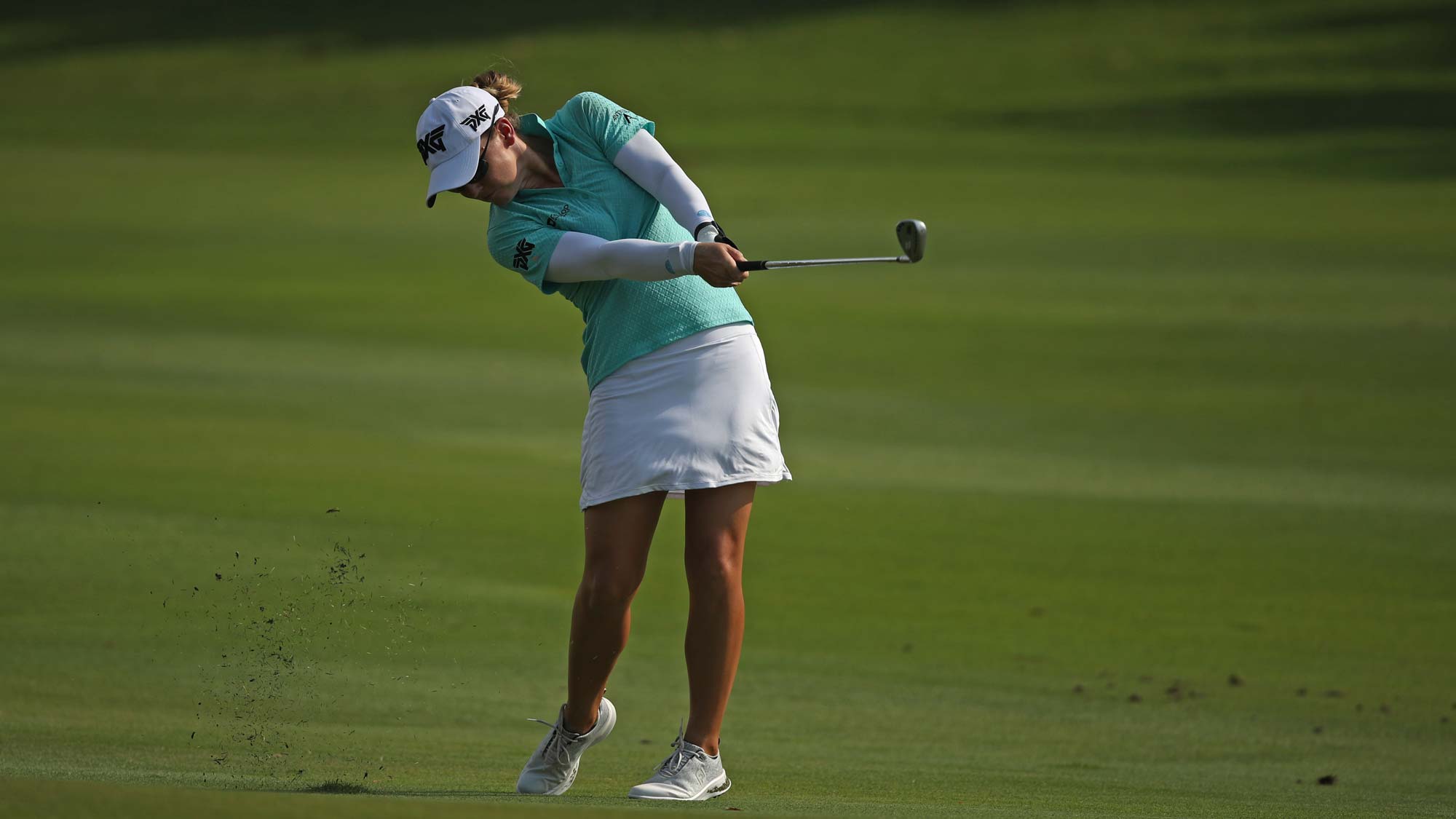 Austin Ernst plays a shot on the 10th hole during round two of the LPGA Walmart NW Arkansas Championship
