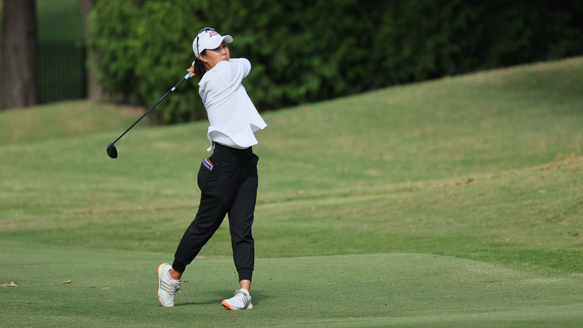 Danielle Kang hits her second shot on the 7th hole during the second round of the Walmart NW Arkansas Championship Presented by P&G