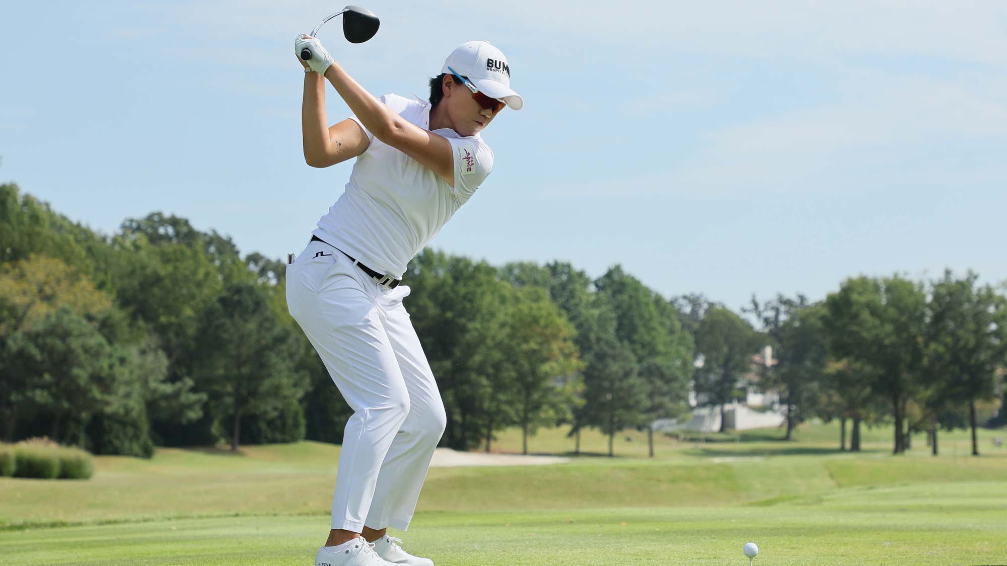 Jeongeun Lee 5 of South Korea hits her tee shot on the 7th hole during the second round of the Walmart NW Arkansas Championship Presented by P&G