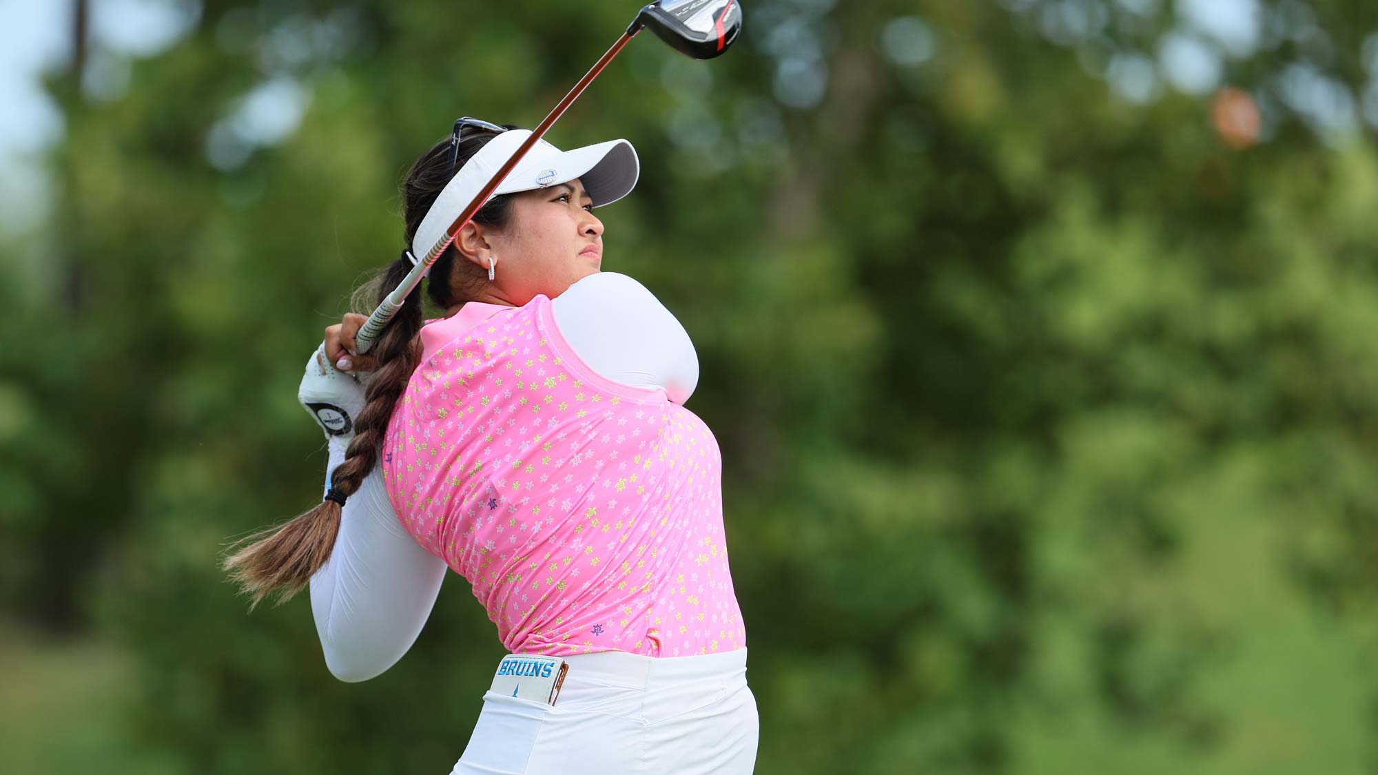 Lilia Vu hits her tee shot on the 5th hole during the second round of the Walmart NW Arkansas Championship Presented by P&G