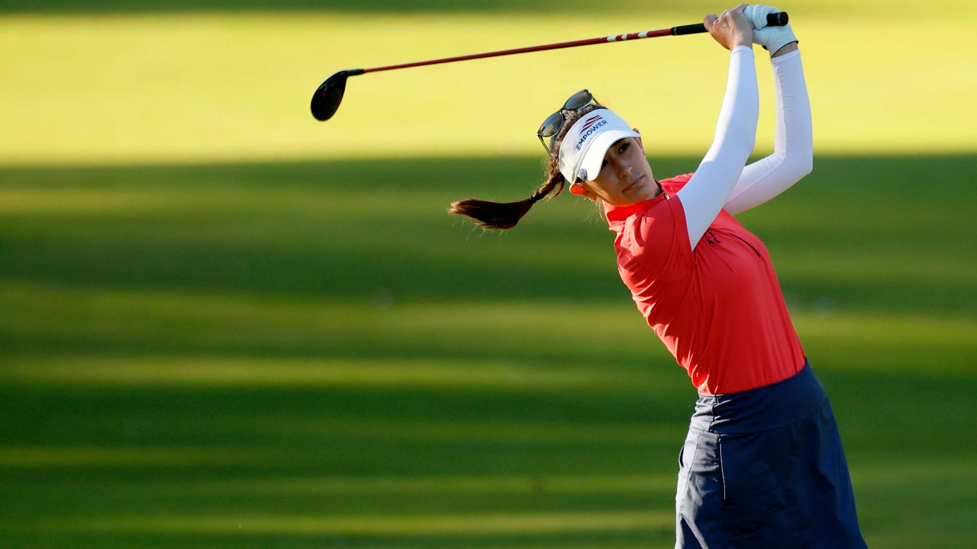 Cheyenne Knight of the United States plays a shot on the second hole during the second round of the Walmart NW Arkansas Championship presented by P&G at Pinnacle Country Club