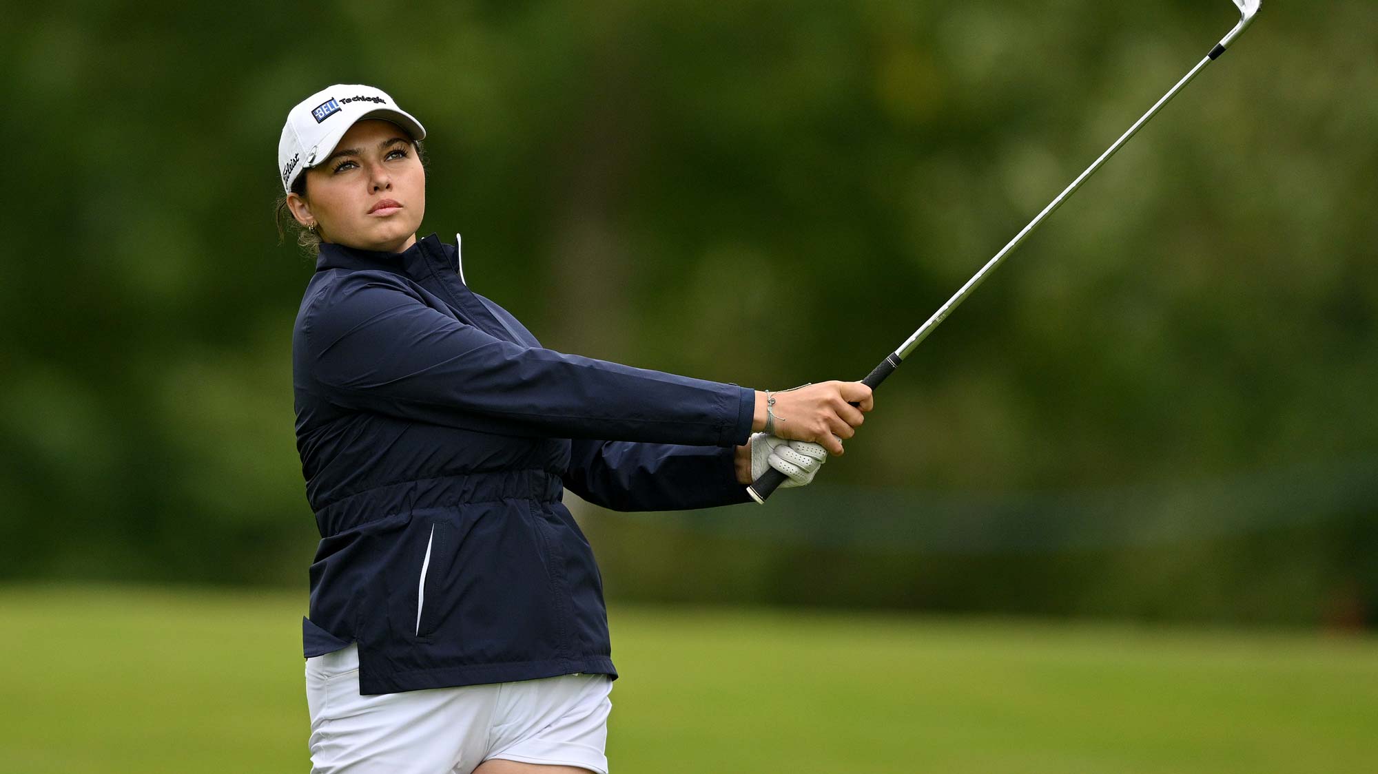 Alexa Pano of the United States plays her second shot from the 17th hole on Day Four of the ISPS HANDA World Invitational presented by AVIV Clinics at Galgorm Castle Golf Club