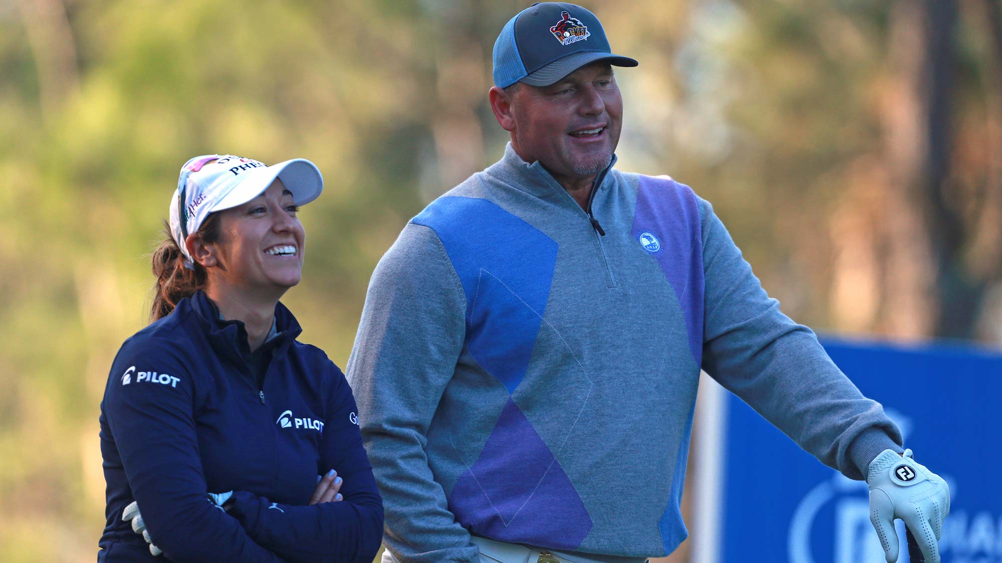 Marina Alex and Roger Clemens during round one of the Diamond Resorts Tournament of Champions